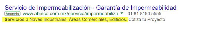 Ejemplo de anuncio de adword segmentado
